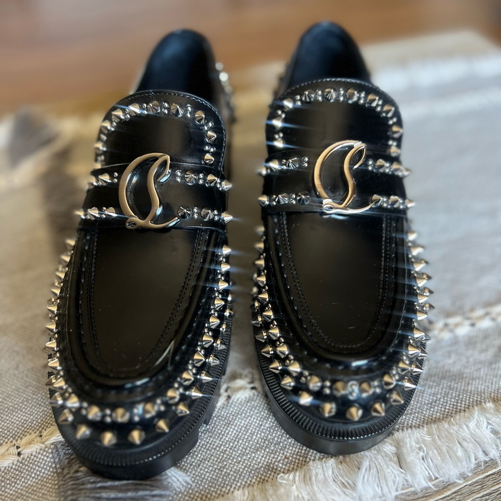 Christian Louboutin Moc Lug Spikes Leather Loafers – Size 38.5